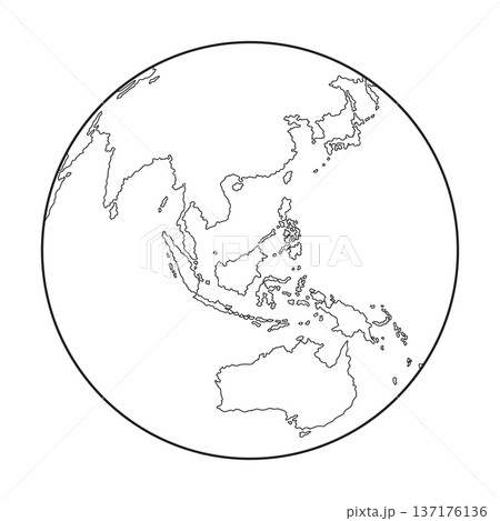 Earth Globe Outline Showing Asia and Australia Continents 137176136