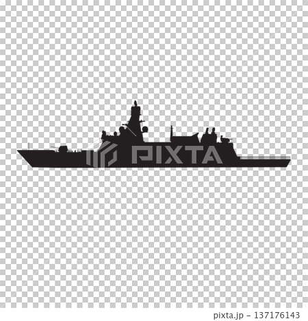 Silhouette of a large warship Silhouette of a large warship 137176143