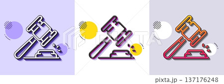 Auction hammer line icon. Halftone dotted pattern. Gradient icon with grain shadow. Bid offer sign. Lot was sold symbol. Line auction hammer icon. Various designs. Vector Auction hammer line icon. Halftone dotted pattern. Gradient icon with grain shadow. Bid offer sign. Lot was sold symbol. Line auction hammer icon. Various designs. Vector 137176248