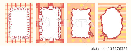 Frame Set With Ribbon Hand Drawn Frame Set With Ribbon Hand Drawn 137176321