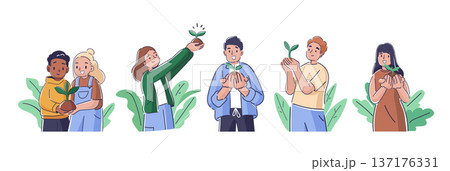 Seedling Care People Cartoon Seedling Care People Cartoon 137176331