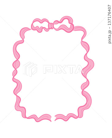 Ribbon Frame With Bow Handdrawn 137176407