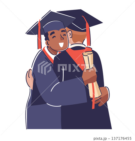 Graduation Friends Hug Cartoon 137176455