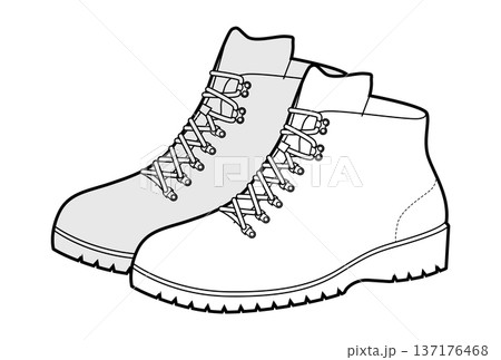 Light hiking boot women sketch pair. Clean lace utility boot for urban hike travel and casual outfit. Technical  137176468