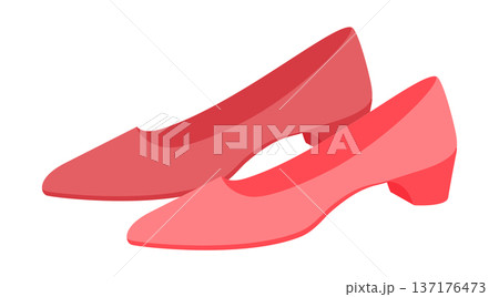 Pink low heel pump shoe women flat pair. Closed toe dress shoe for party, family gathering, comfortable chic wardrobe.  137176473
