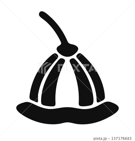 Stylized black silhouette of a jelly mold or gelatin dessert in simple vector icon style. Stylized black silhouette of a jelly mold or gelatin dessert in simple vector icon style. 137176683