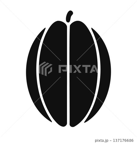 Black silhouette icon of a round fruit, possibly a melon or pumpkin, divided into segments. 137176686