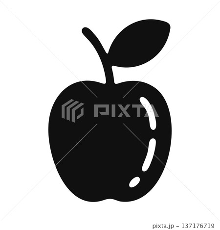 Simple black silhouette of an apple with a leaf and stem, isolated icon 137176719