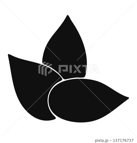 Minimalist black silhouette of three elegant petals or leaves on a white background, vector illustration 137176737