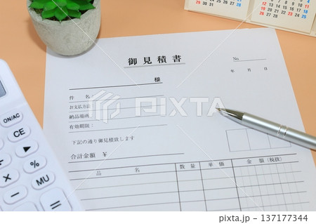 ビジネスイメージ　見積書　書類作成 137177344