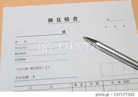 ビジネスイメージ　見積書　書類作成 137177392
