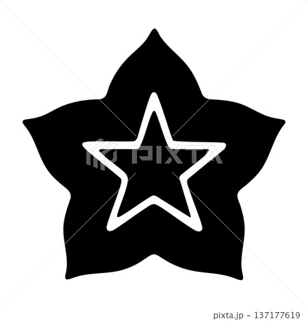 Stylized Black Star Icon with Petal Shape Outline - Graphic Vector Element Stylized Black Star Icon with Petal Shape Outline - Graphic Vector Element 137177619
