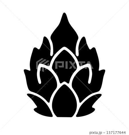 Stylized black silhouette of a hop cone, representing brewing and beer 137177644