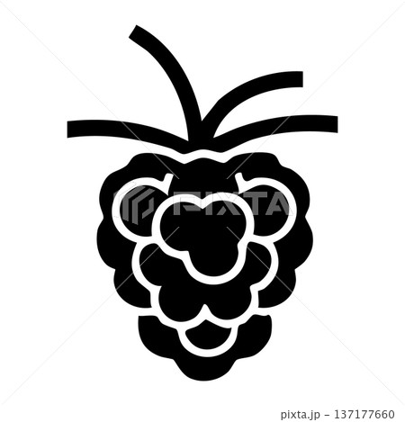 Stylized black and white icon of a raspberry, simple graphic representation of the fruit 137177660