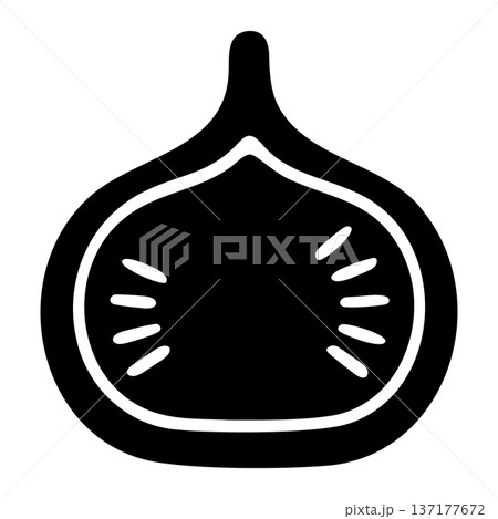 Fresh Fig Fruit Half Cut Open Showing Seeds - Healthy Sweet Food Vector Icon Illustration 137177672