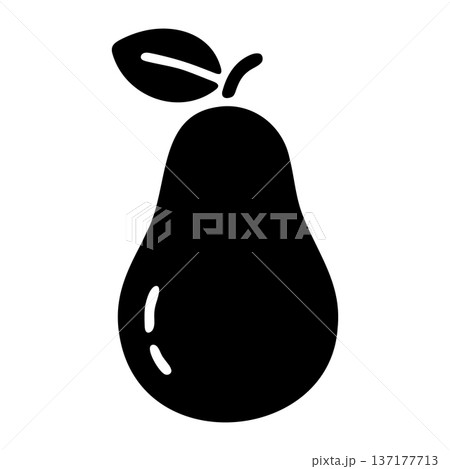 Simple Black Pear Fruit Icon with Leaf, Healthy Food Vector Graphic Design Simple Black Pear Fruit Icon with Leaf, Healthy Food Vector Graphic Design 137177713