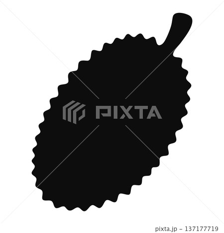 Whole Durian Fruit Icon Silhouette, Exotic Tropical Food Graphic Vector 137177719