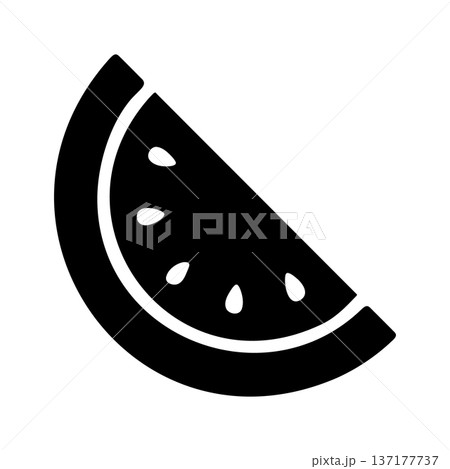 Black silhouette of a slice of watermelon, isolated on white background. Black silhouette of a slice of watermelon, isolated on white background. 137177737