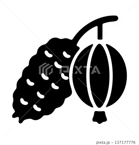 Gooseberry and Textured Tropical Fruit Black and White Glyph Icon Gooseberry and Textured Tropical Fruit Black and White Glyph Icon 137177776