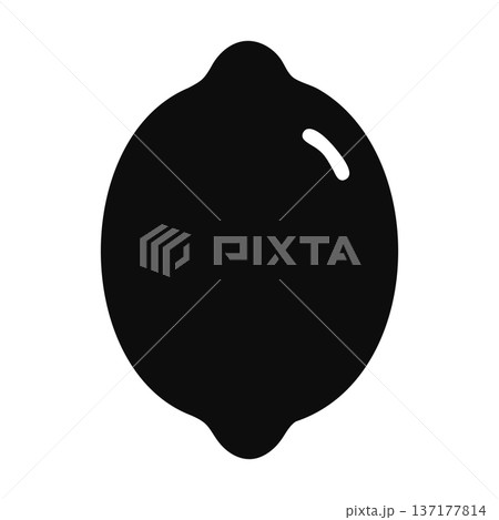 Lemon Citrus Fruit Icon. Black and White Vector Glyph for Sour Produce, Drinks, and Healthy Living. 137177814