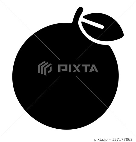 Orange Fruit with Leaf Black Icon - Simple Vector Glyph for Citrus, Juice, and Healthy Food Concepts Orange Fruit with Leaf Black Icon - Simple Vector Glyph for Citrus, Juice, and Healthy Food Concepts 137177862