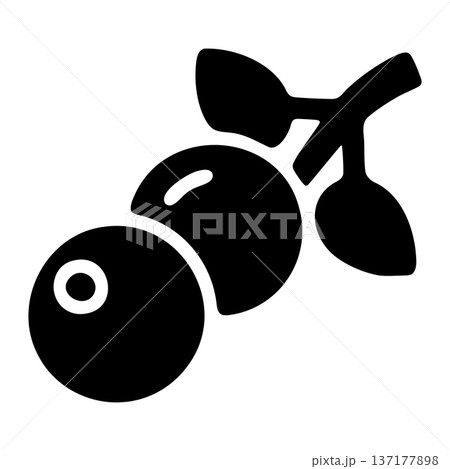Black Glyph Currants or Berries Icon on a Branch for Healthy Food and Nature Concepts Black Glyph Currants or Berries Icon on a Branch for Healthy Food and Nature Concepts 137177898