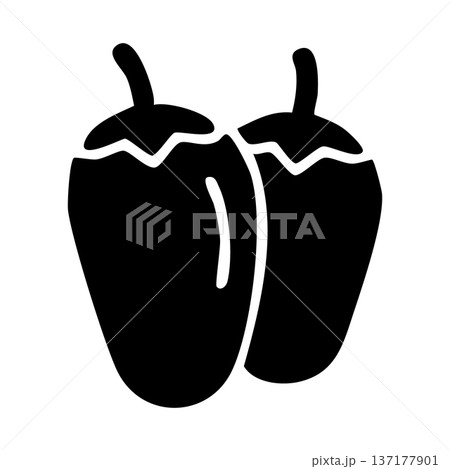 Two Fresh Bell Peppers or Chili Peppers Glyph Icon Vector Illustration 137177901