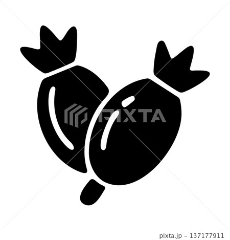 Stylized Black Icon of Abstract Berries or Rose Hips with Crown Tops 137177911