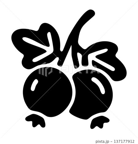 Detailed Black Glyph Icon of Currants or Gooseberries with Multiple Leaves Detailed Black Glyph Icon of Currants or Gooseberries with Multiple Leaves 137177912