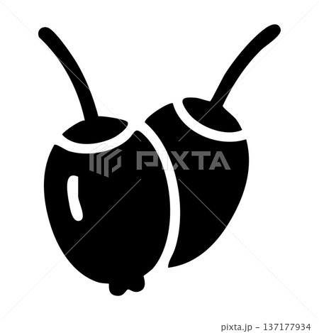 Black Rose Hips or Elongated Berries Fruit Glyph Icon Black Rose Hips or Elongated Berries Fruit Glyph Icon 137177934