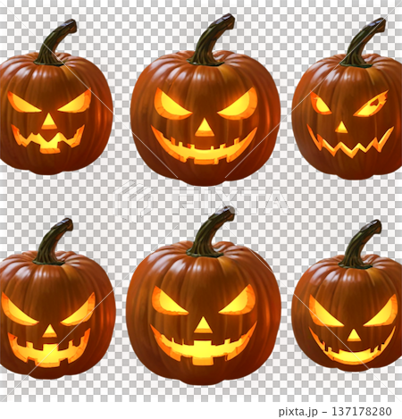 ハロウィン、かぼちゃ、仮装、ホラー、ジャックオーランタン、透過、ハロウィン小物、黒猫、コウモリ 137178280
