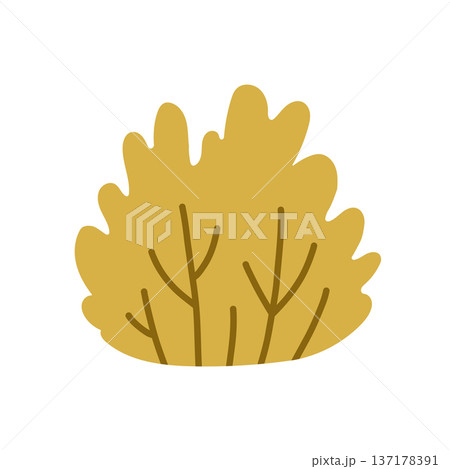 Flat vector bush illustration in minimal pastel style. Decorative garden shrub isolated on light background, ideal for landscaping design, nature themes, spring projects and eco branding 137178391