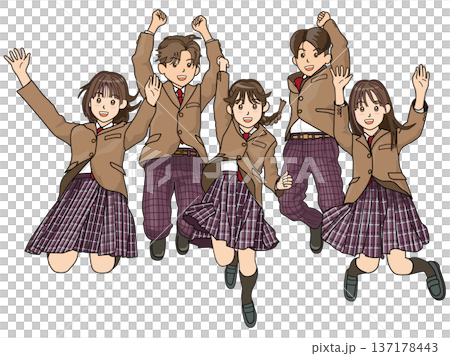 High school students (junior high school students) jumping with smiles 137178443