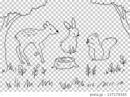 りすとうさぎと子鹿のイラスト りすとうさぎと子鹿のイラスト 137178585