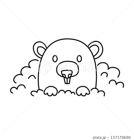 Cute Groundhog Day Character outline 137178690