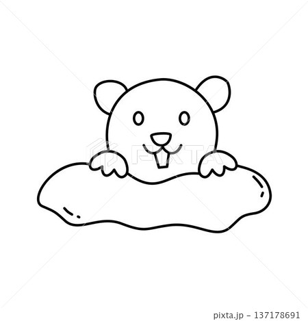 Happy Cartoon Groundhog on His Day outline Happy Cartoon Groundhog on His Day outline 137178691