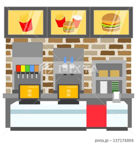 バーガーショップのレジカウンター 137178808