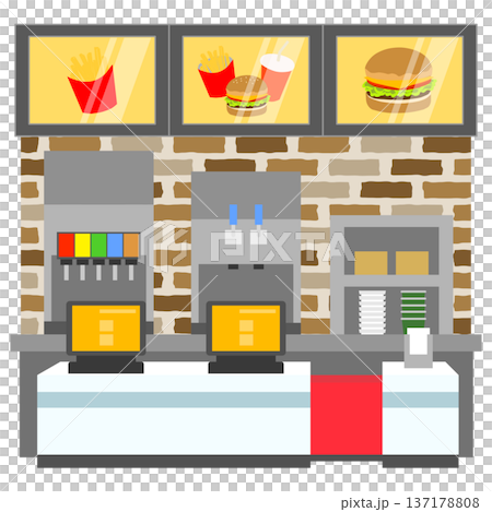 バーガーショップのレジカウンター 137178808
