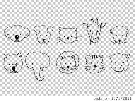 シンプルな動物の顔イラストセット 137178811