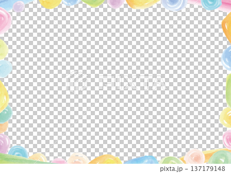 Watercolor hand-painted colorful circle frame with a fun atmosphere Watercolor hand-painted colorful circle frame with a fun atmosphere 137179148