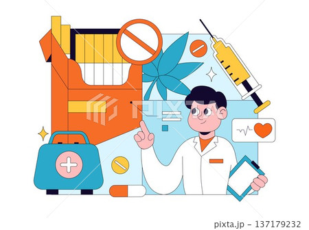 Narcologist Vector Illustration Featuring Drug Addiction Awareness And Issues Related To Alcohol And Tobacco In Healthcare Flat Background Narcologist Vector Illustration Featuring Drug Addiction Awareness And Issues Related To Alcohol And Tobacco In Healthcare Flat Background 137179232