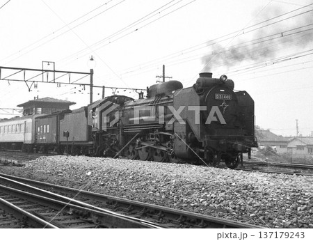 出発待機中のD51牽引の貨物列車 出発待機中のD51牽引の貨物列車 137179243