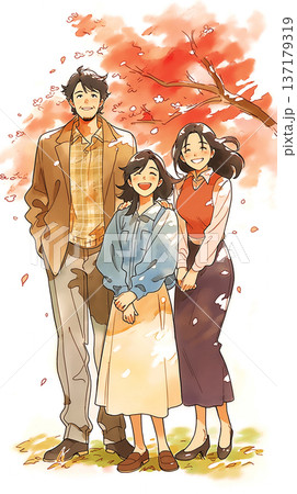 桜咲く春の季節に笑顔で寄り添う親子のあたたかいひとときを表現したイラスト家族の絆と幸福感 桜咲く春の季節に笑顔で寄り添う親子のあたたかいひとときを表現したイラスト家族の絆と幸福感 137179319