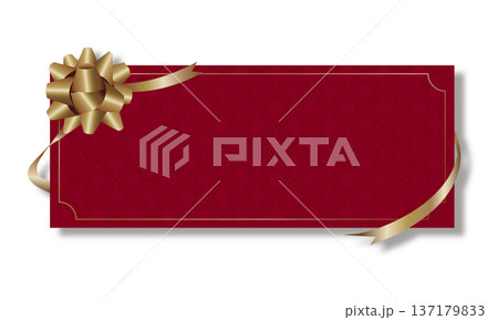 スターボウリボン飾りの付いた高級感のあるギフトカードベース　赤 137179833