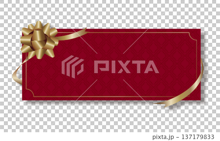 スターボウリボン飾りの付いた高級感のあるギフトカードベース　赤 137179833