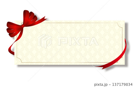 三連リボン飾りの付いた高級感のあるギフトカードベース　白 137179834