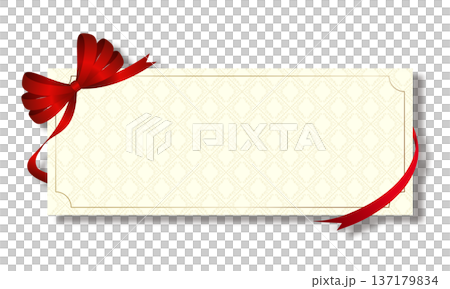 三連リボン飾りの付いた高級感のあるギフトカードベース　白 137179834