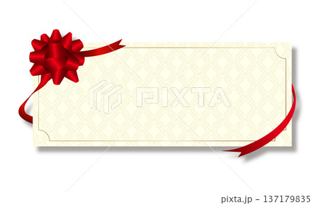 スターボウリボン飾りの付いた高級感のあるギフトカードベース　白 137179835