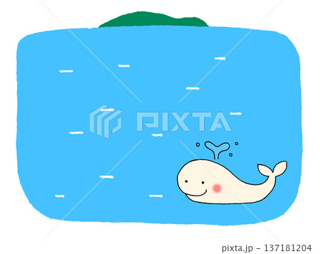 海とくじらの背景イラスト、島付き 137181204