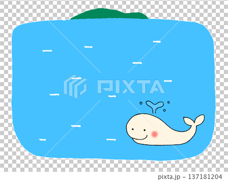 海とくじらの背景イラスト、島付き 137181204